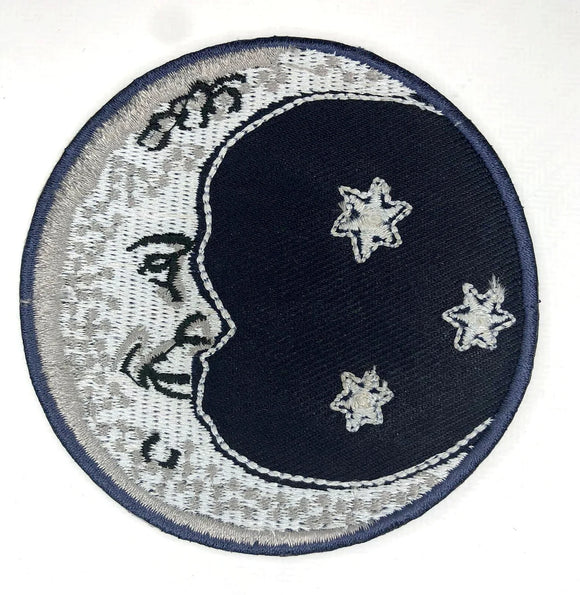 Moon and Star at night badge clothing jacket shirt Iron on Sew on Embroidered Patch