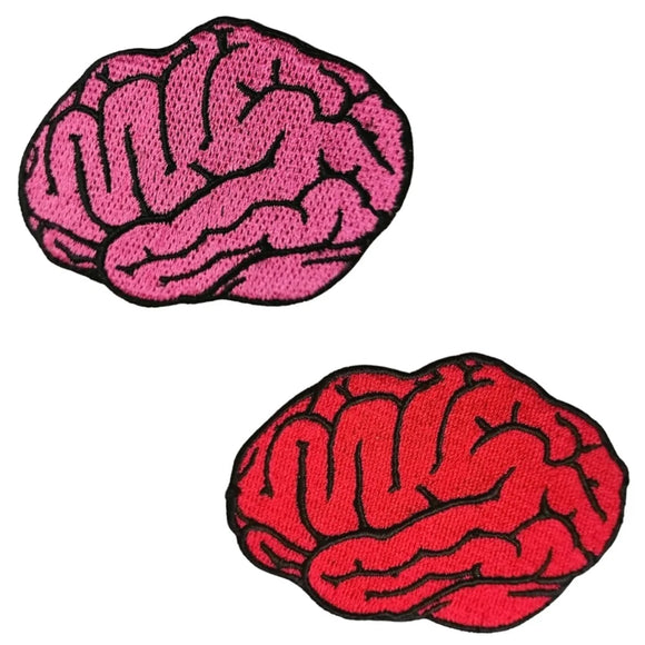 Human Brain Pink Red kids clothes Clothing Jacket Shirt Badge Iron on Sew on Embroidered Patch# pack 0f 2