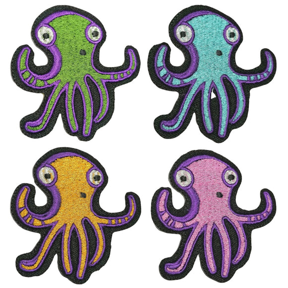 Beautiful Sea Animal Octopus colourful Set Art clothing Badge Iron on Sew on Embroidered Patch appliqué
