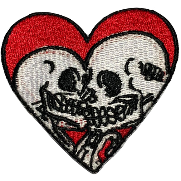 Romantic Love Skull Head Red Heart Art clothing Badge Iron on Sew on Embroidered Patch appliqué