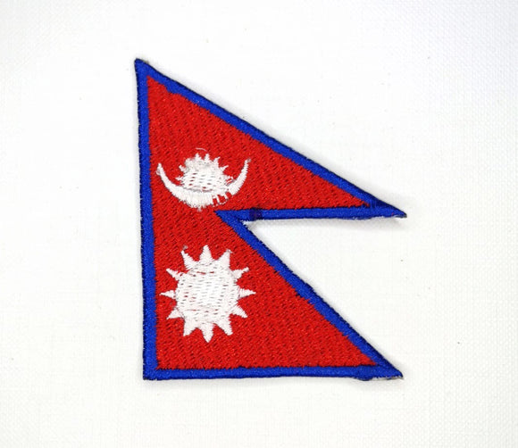 Nepal National Country Flag Iron Sew on Embroidered Patch - Fun Patches