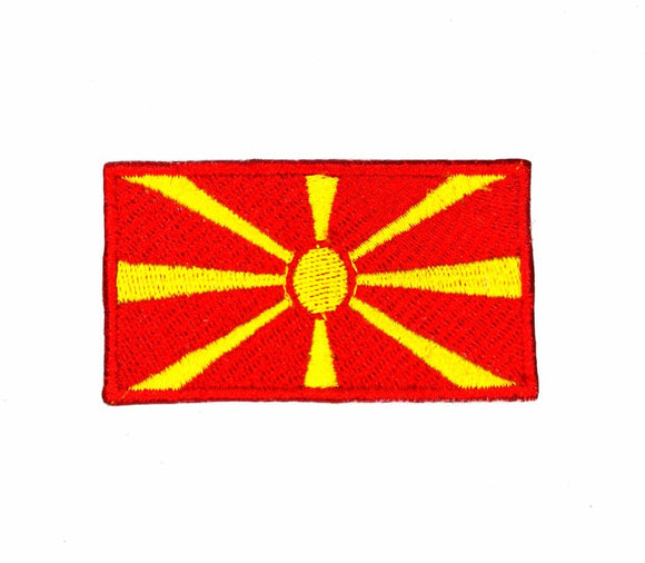 North Macedonia National Country Flag Iron Sew on Embroidered Patch - Fun Patches