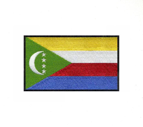Comoros National Country Flag Iron Sew on Embroidered Patch - Fun Patches