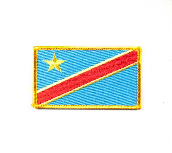 Democratic Republic of Congo National Country Flag Iron Sew on Embroidered Patch - Fun Patches