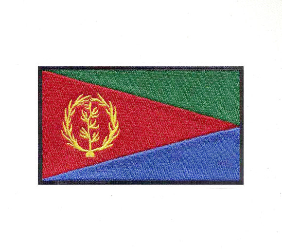 Eritrea National Country Flag Black Border Iron Sew on Embroidered Patch - Fun Patches