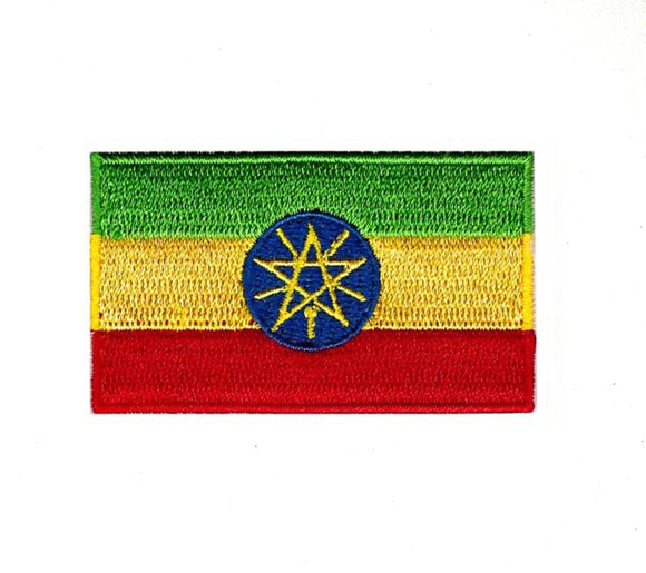 Ethiopia National Country Flag Black Border Iron Sew on Embroidered Patch - Fun Patches