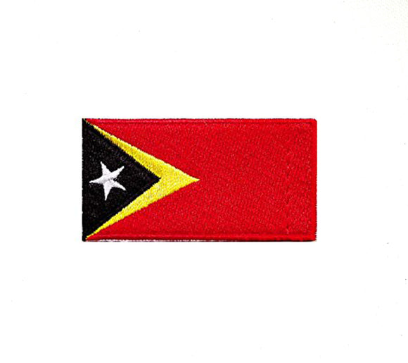 East Timor National Country Flag Black Border Iron Sew on Embroidered Patch - Fun Patches