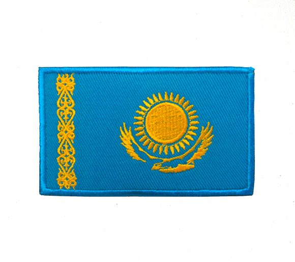Kazakistan National Country Flag Iron Sew on Embroidered Patch - Fun Patches