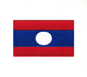 Laos National Country Flag Iron Sew on Embroidered Patch - Fun Patches
