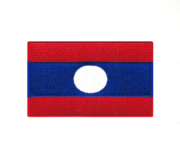 Laos National Country Flag Iron Sew on Embroidered Patch - Fun Patches