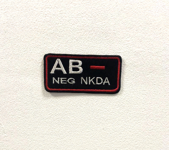 AB Negative NKDA Badge Clothes Iron on Sew on Embroidered Patch appliqué