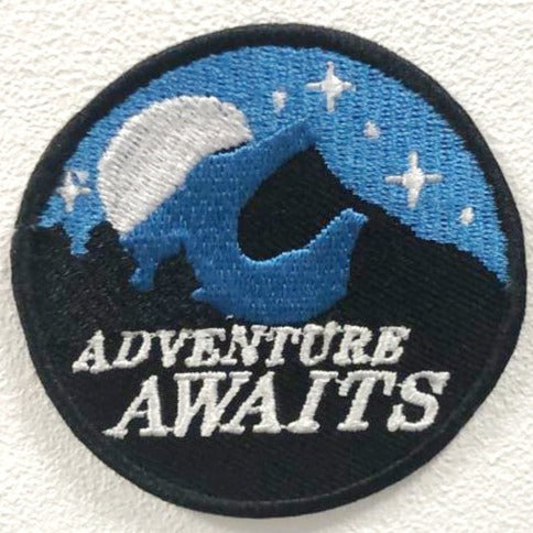 Adventure Awaits Badge Clothes Iron on Sew on Embroidered Patch appliqué