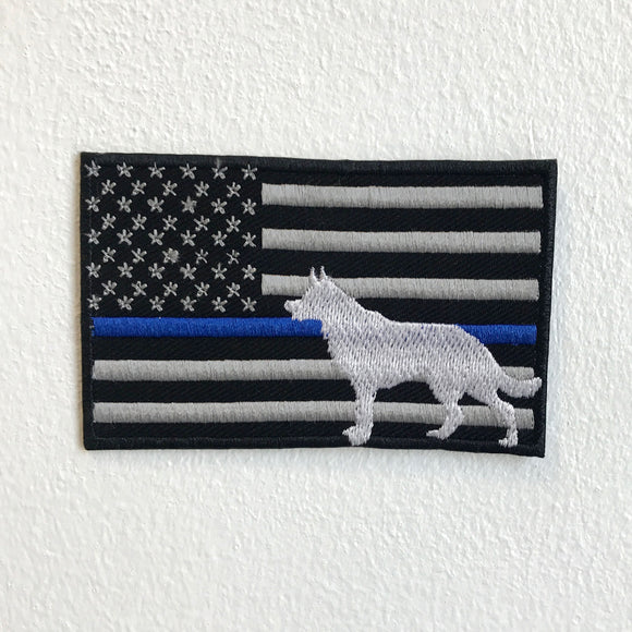 American Flag Black with German shepherd Iron Sew on Embroidered Patch - Fun Patches