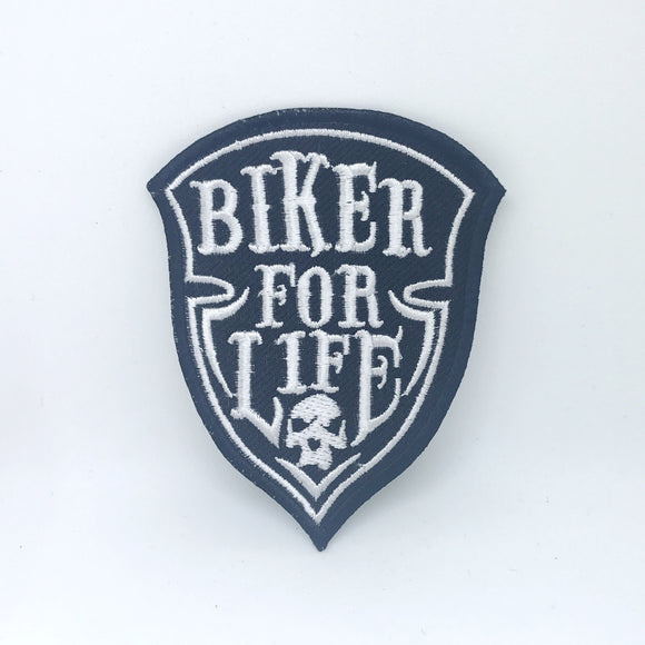 Biker For Life Patch Motorbike Iron on Sew On Embroidered Patch - Fun Patches