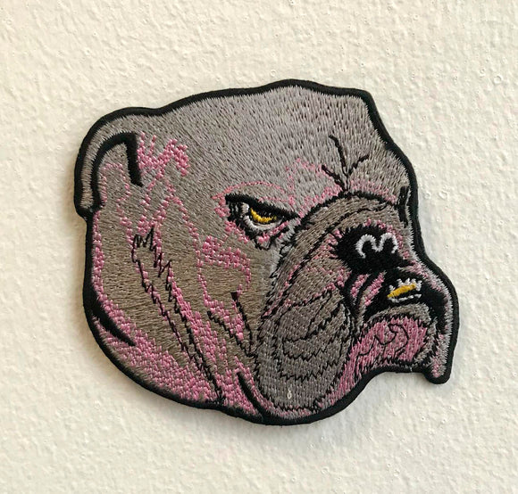 Angry Bulldog Art Badge Iron on Sew on Embroidered Patch - Fun Patches