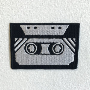 Old Cassette Black and White 80s 90s music Iron Sew on Embroidered Patch - Fun Patches