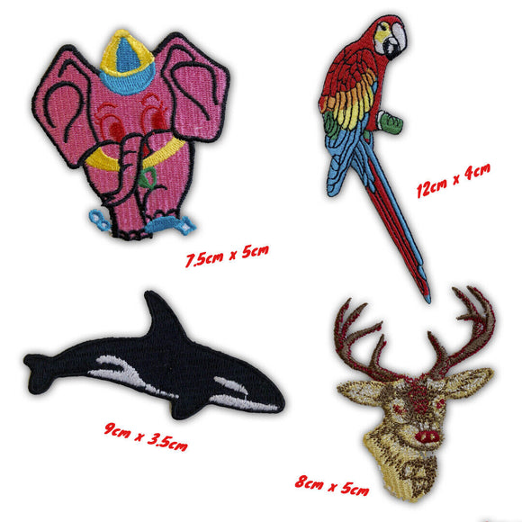 Cute Animals Parrot Elephant Whale Deer Iron on Sew on Embroidered Patch