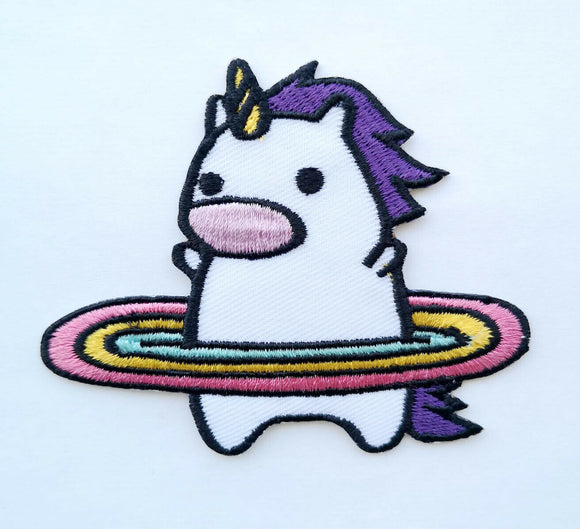 Cute Dancing Unicorn Rainbow clothing badge Iron on Sew on Embroidered Patch