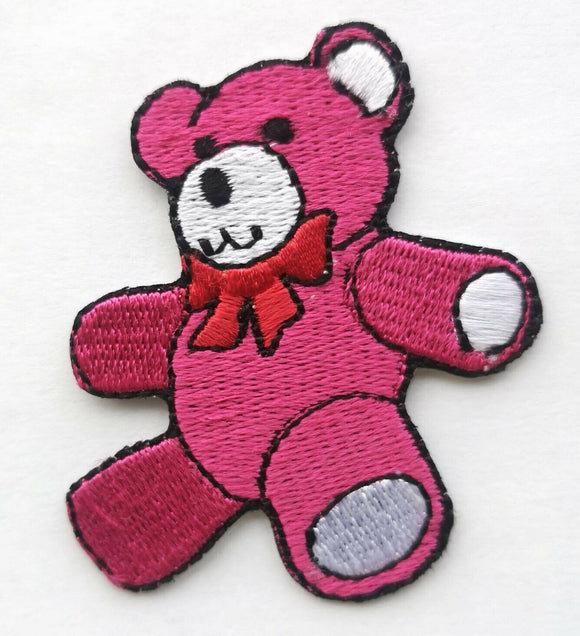 Cute Pink Teddy Bear badge clothing jacket shirt Iron/Sew on Embroidered Patch