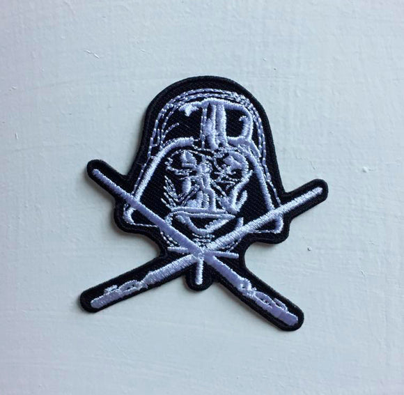 Darth Vader black and white star wars Art Badge Iron or sew on Embroidered Patch - Fun Patches