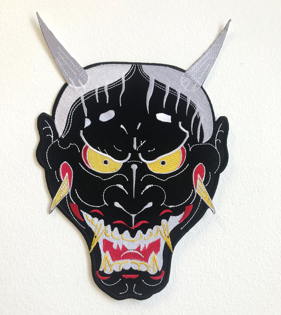 Demon Face cool colour Large Jacket Sew on Embroidered Patch - Fun Patches