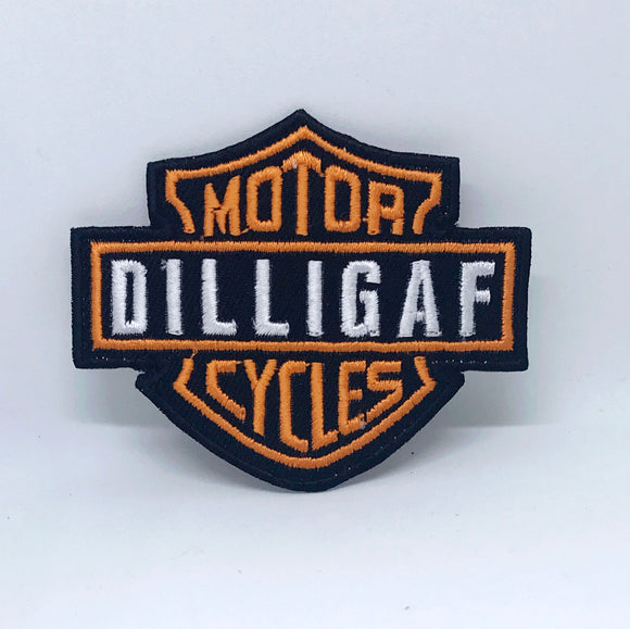 DILLIGAF Motor Cycles Logo Iron/Sew on Embroidered Patch - Fun Patches