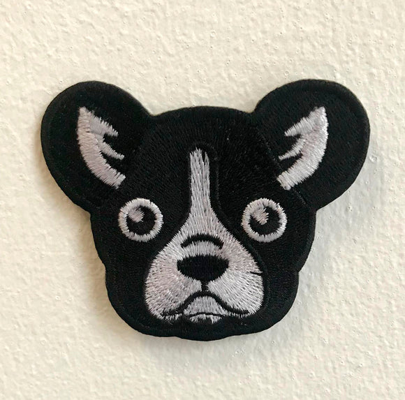 Cute Dog face Black and White Art Badge Iron on Sew on Embroidered Patch - Fun Patches