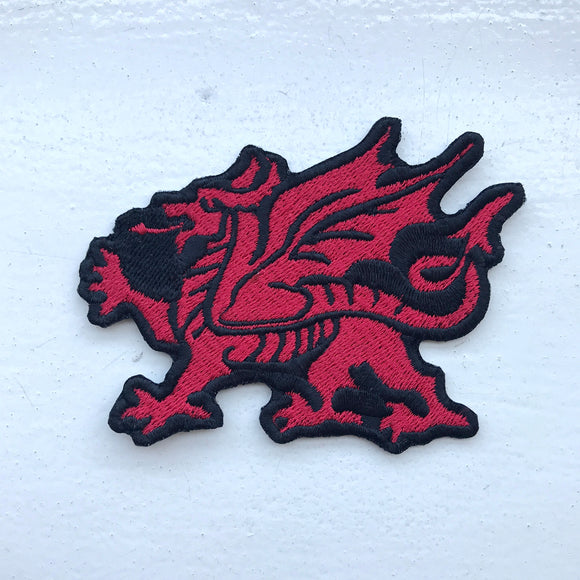 Fire Breathing Welsh Dragon Red Iron Sew on Embroidered Patch - Fun Patches