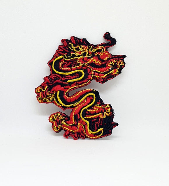 BLACK & GOLD CHINESE DRAGON Iron/Sew On Embroidered patch - Fun Patches