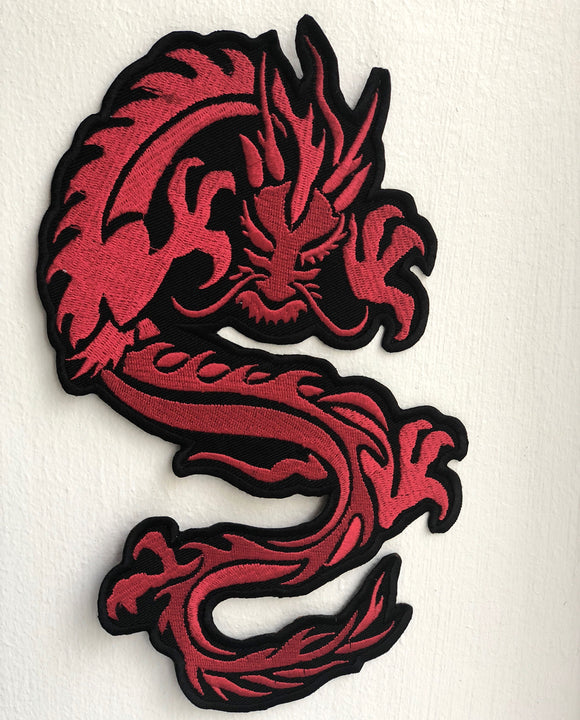 Chinese Tribal Tattoo red Dragon Iron on Sew on Embroidered Patch - Fun Patches