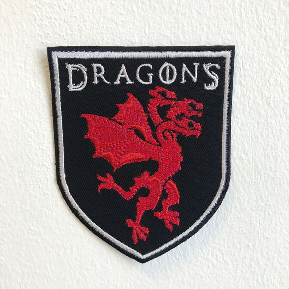 Three Headed Dragon Red Iron Sew on Embroidered Patch - Fun Patches
