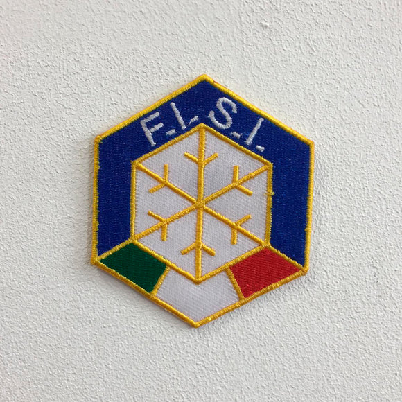 FISI Italy ski Sports Art Badge Iron or Sew on Embroidered Patch - Fun Patches