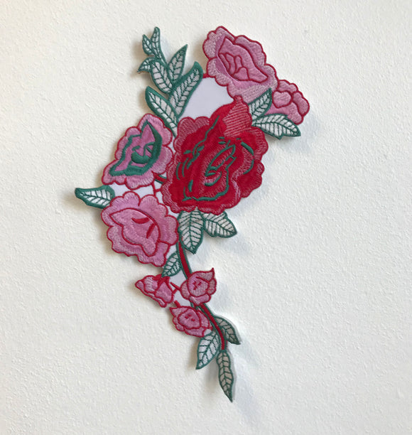 Rose Flower body Pink Sew On Embroidered patch Applique - Fun Patches