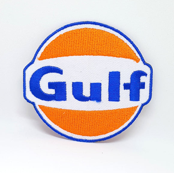 Gulf Oil Gasoline Vintage Biker F1 Racing Iron Sew on Embroidered Patch - Fun Patches