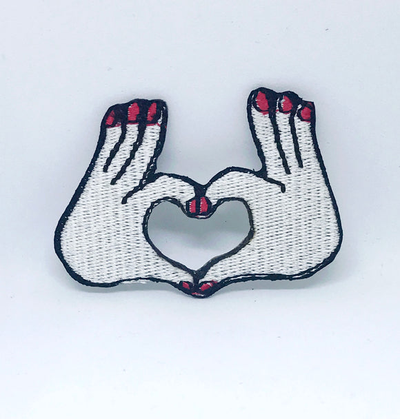 Heart Hand Romantic iron/sew on Embroidered Patch - Fun Patches