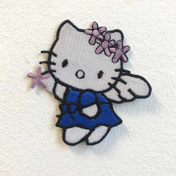Hello Kitty Angel Blue Iron on Sew on Embroidered Patch - Fun Patches