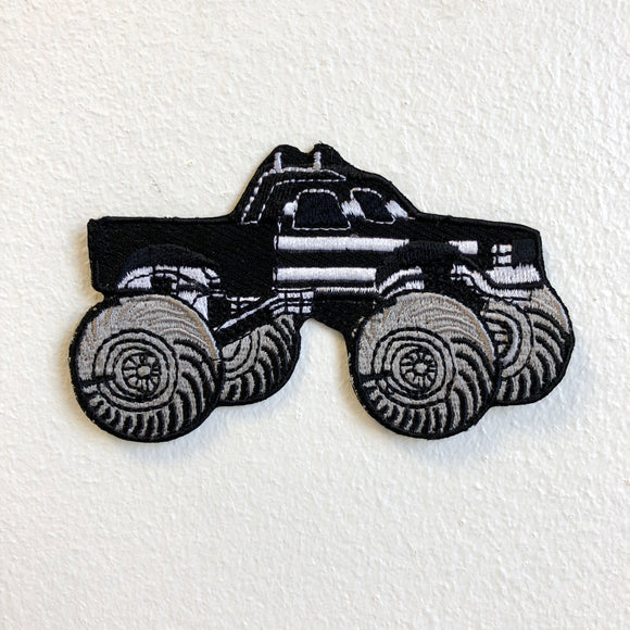 Monster Truck Toy American Black Iron on Sew on Embroidered Patch - Fun Patches