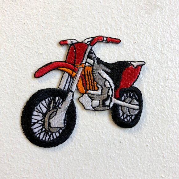 Dirt Bike Motorcross Racing Off Road Red Iron on Sew on Embroidered Patch - Fun Patches