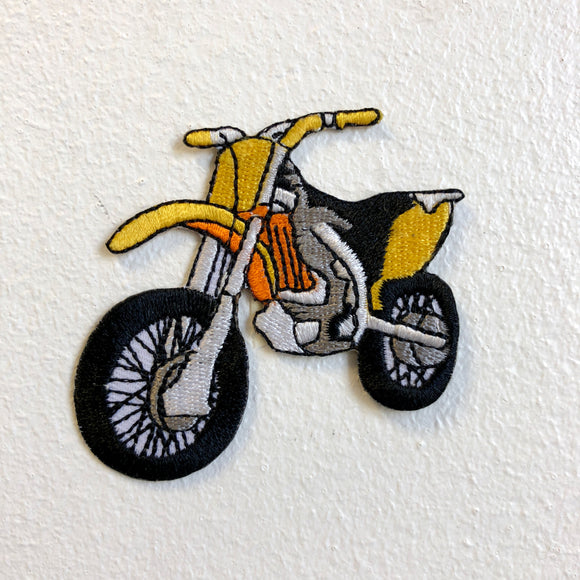 Dirt Bike Motorcross Racing Off Road Yellow Iron on Sew on Embroidered Patch - Fun Patches