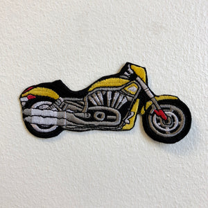 Cruiser Motorbike Hog Biker Yellow Iron on Sew on Embroidered Patch - Fun Patches