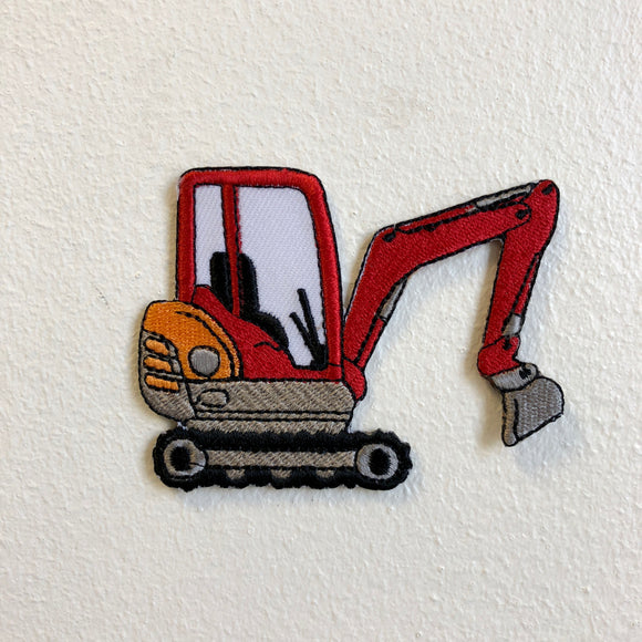 Cute Construction Loader Truck Red Ron Sew on Embroidered Patch - Fun Patches