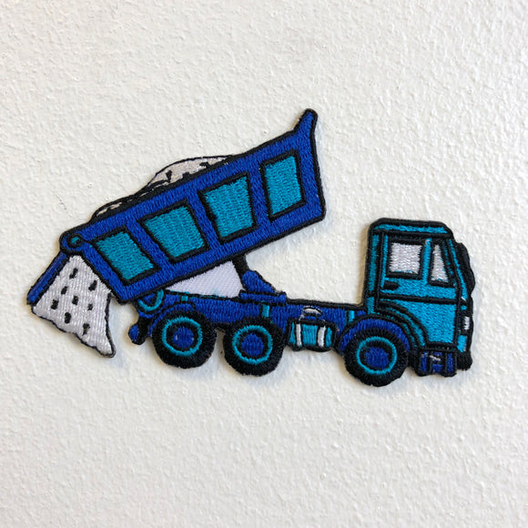 Cute Mud and Sand Unloader Truck Iron on Sew on Embroidered Patch - Fun Patches