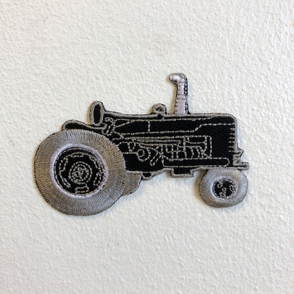 Farming Tractor Black Iron Sew on Embroidered Patch - Fun Patches