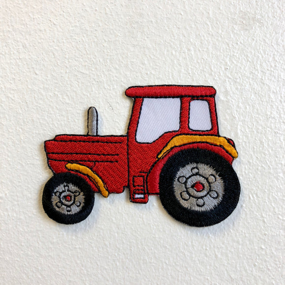 Farming Tractor Cute Red Iron Sew on Embroidered Patch - Fun Patches