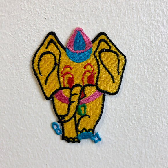 Cute Elephant Animal Cartoon Kids Yellow Iron Sew on Embroidered Patch - Fun Patches