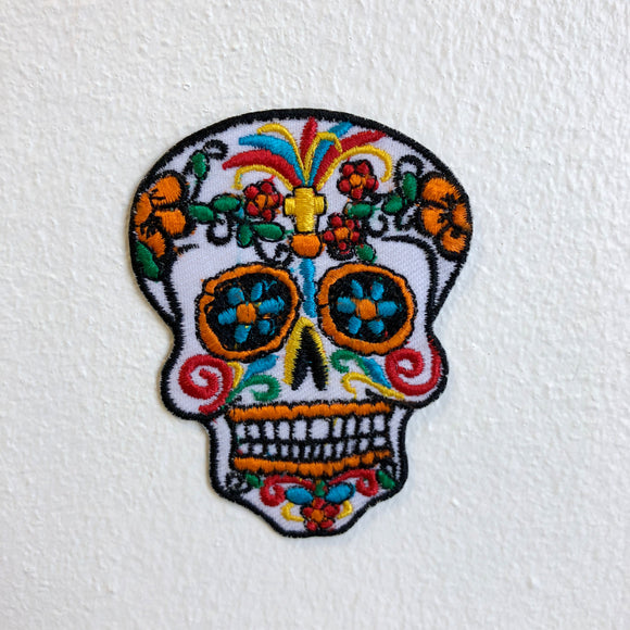 Day of The Dead Sugar Skull Iron Sew on Embroidered Patch - Fun Patches