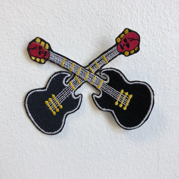 Two Guitars Music Instrument Iron Sew on Embroidered Patch
