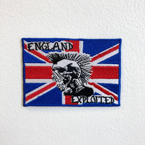 Union Jack England Exploited Skull Iron Sew on Embroidered Patch