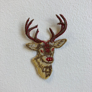 Reindeer Cute Animal Christmas Iron Sew on Embroidered Patch - Fun Patches