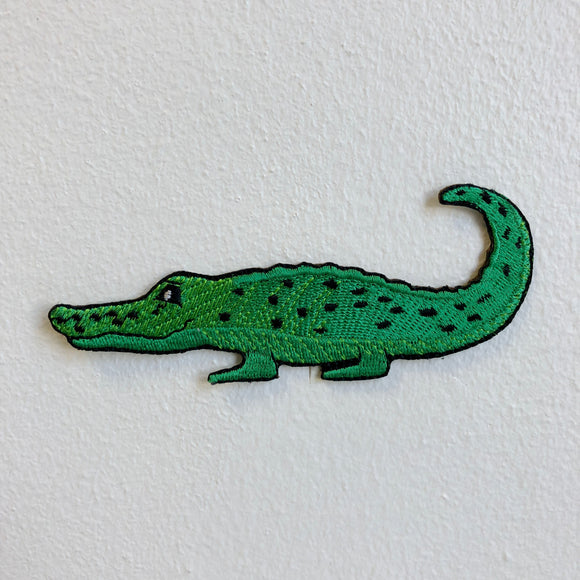 Green Crocodile Animal Cool Shirt Iron Sew on Embroidered Patch - Fun Patches